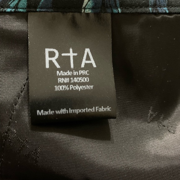 NWT RtA Black/Blue Taja Tropical Pants - Picture 9 of 13